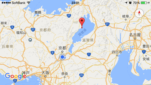 赤いポイントが「びわ湖こどもの国」