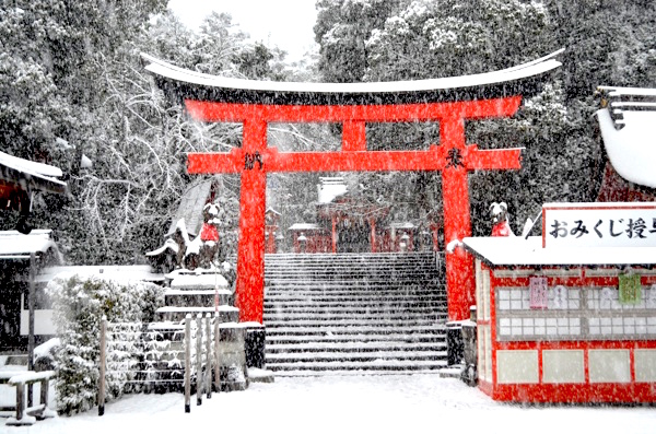 雪の日の稲荷山へ