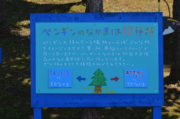 ペンギンが住んでいる場所を紹介する看板