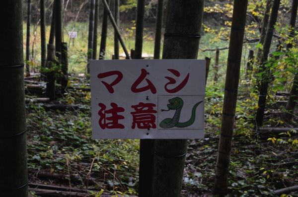 「マムシ注意」の看板