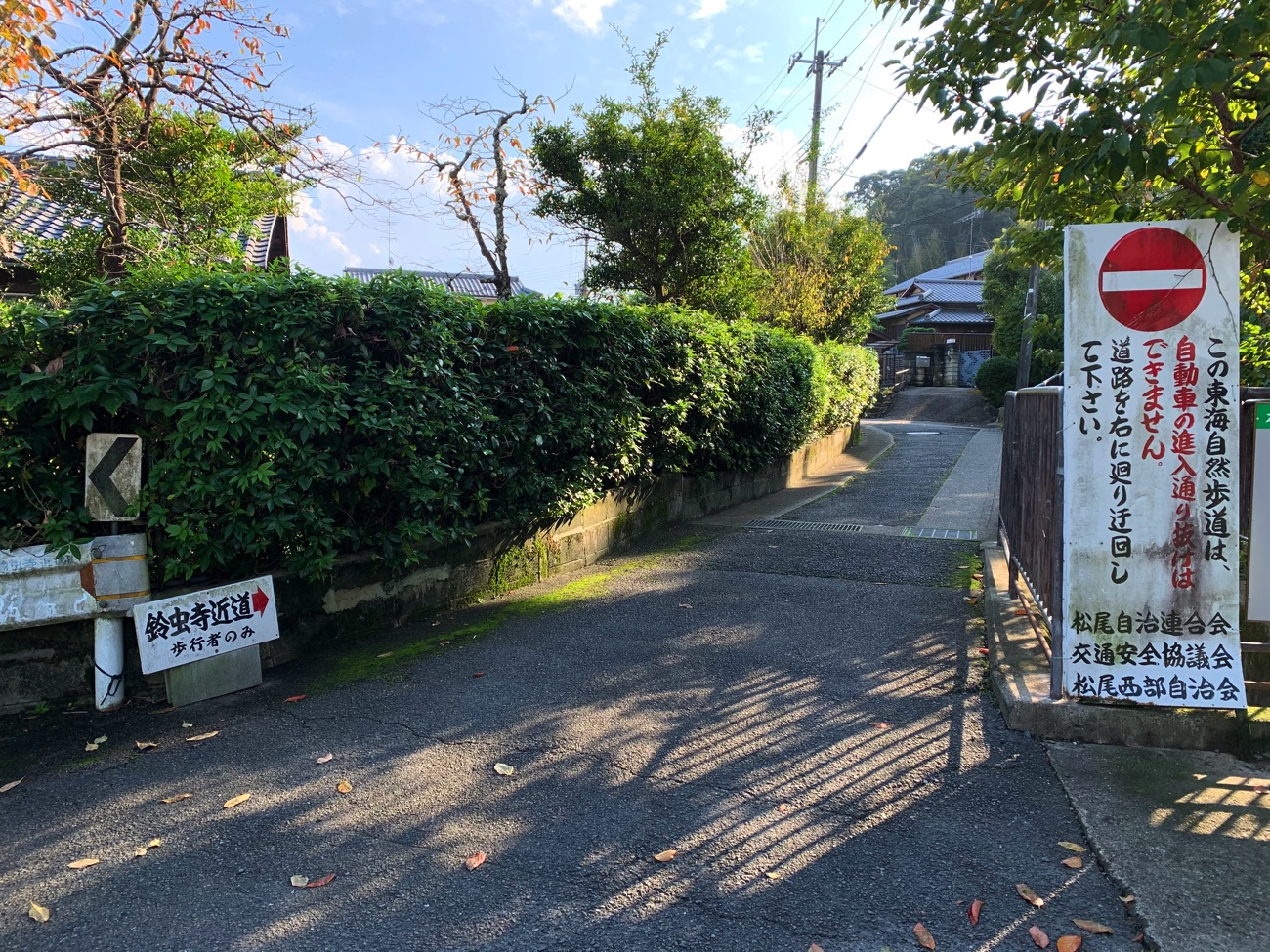 「鈴虫寺」までの道順を示す看板