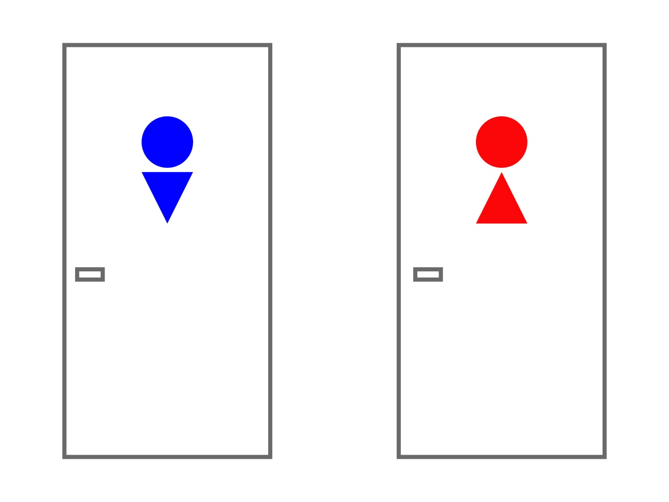 男子トイレは青色で 女子は赤色 これが機能的でわかりやすい ごりらのせなか